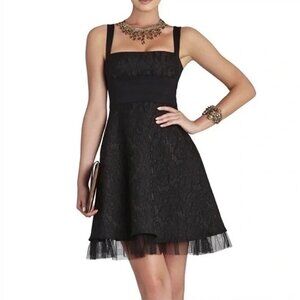 BCBGMAXAZRIA "Kaya" Black Cocktail Dress Size 8 NWT Bandage Bodice Wide Straps